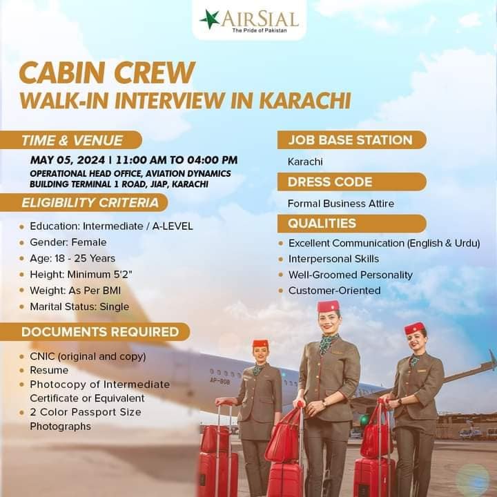 friendly Air Sial Cabin Crew members welcoming passengers onboard an aircraft Jobs in airlines
