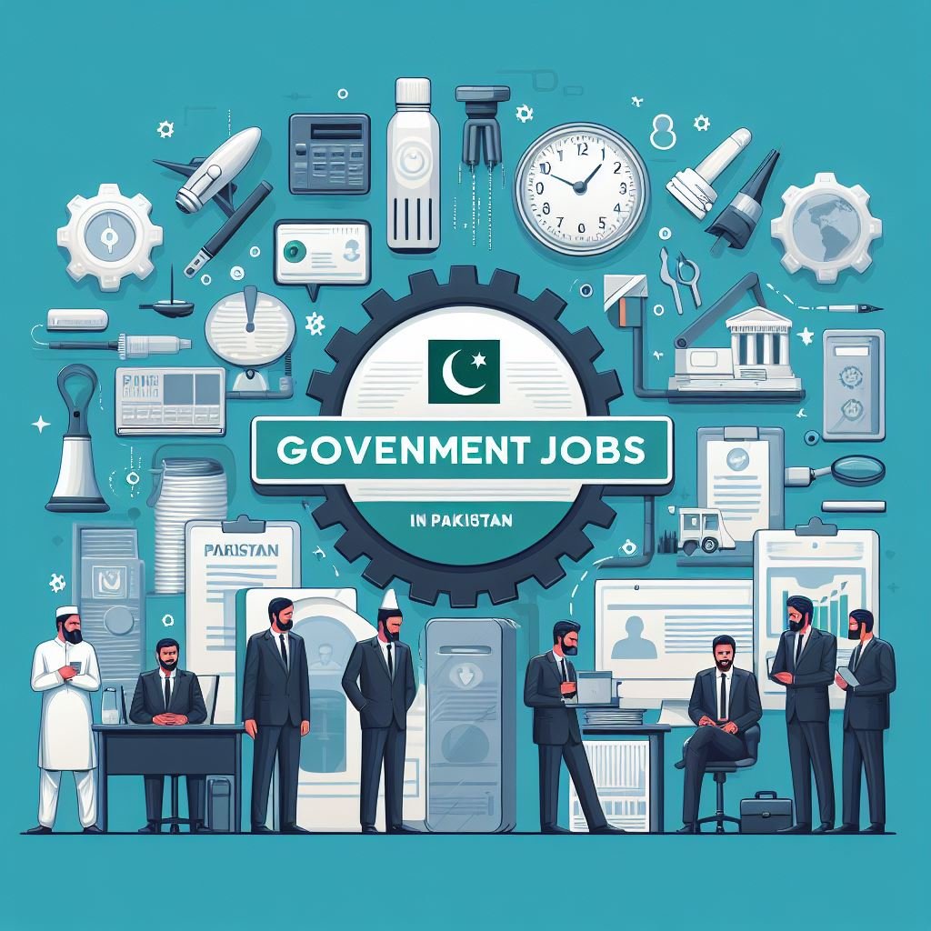A group of Pakistani professionals from various government departments working collaboratively in a modern office setting.