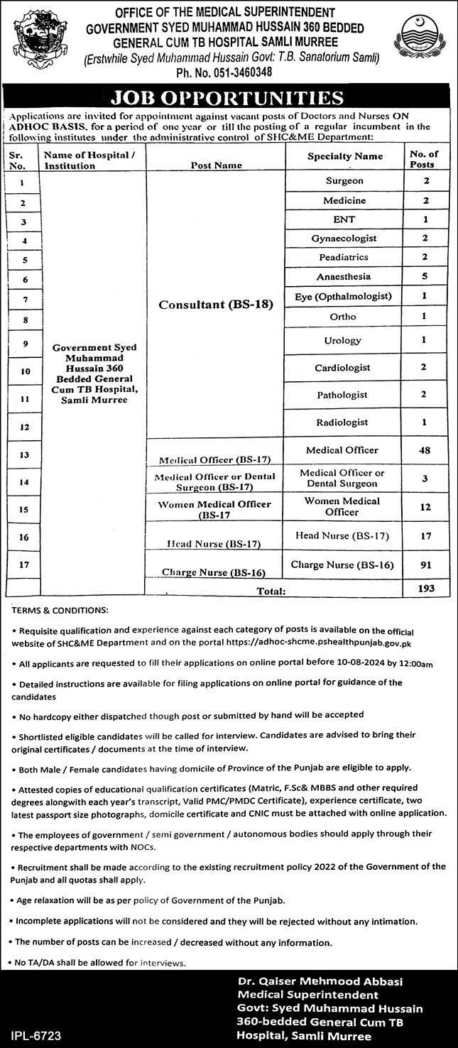 Government Syed Muhammad Hussain Hospital, Samli Murree